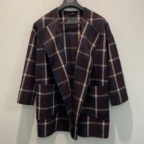 Storm & Marie Wool Plaid Coat Oversized - Picture 4 of 15